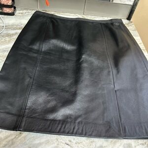 Jaclyn Smith Vintage Black Leather Pencil Straight Skirt Size12 Zip up NEW retro